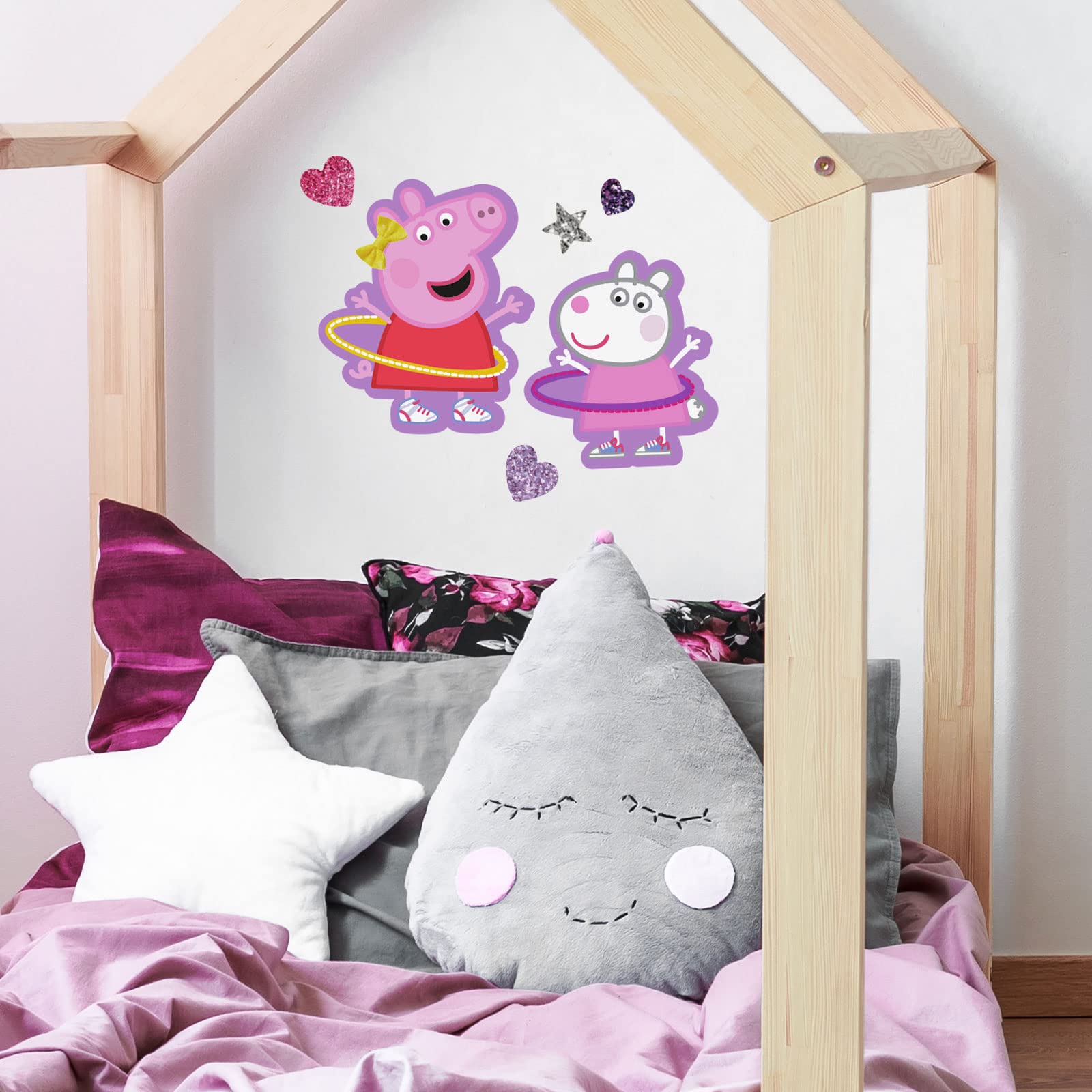 Stickerscape Peppa Pig and Friends Wall Stickers (Peppa and Suzy - Regular Size)| Official Peppa Pig Wall Decal, Wall Decor | Easy to Apply, Cleanly Removable