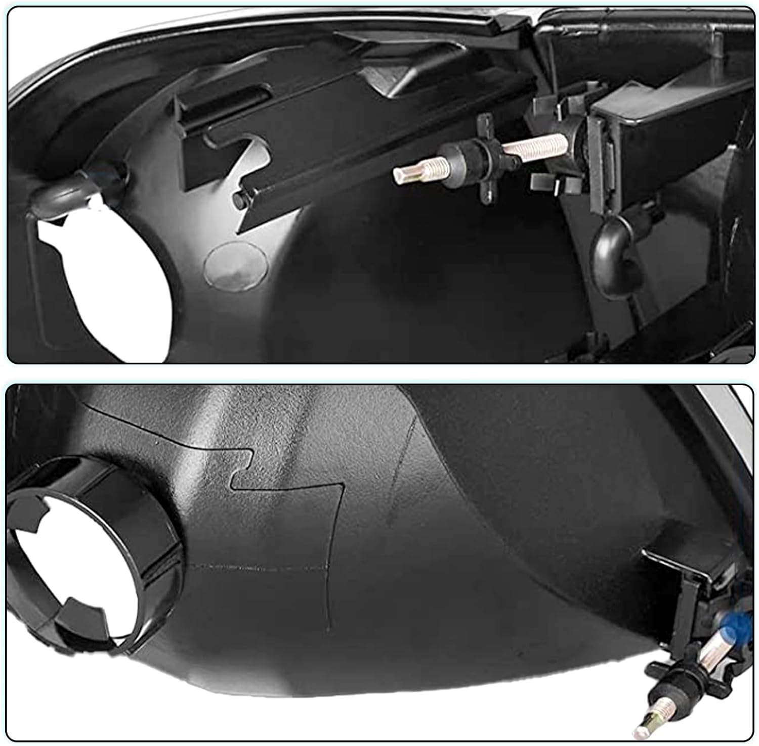 Headlight Assembly Compatible with 97-03 Ford F150 / 04 Ford Heritage / 97-02 Ford Expedition / 97-99 Ford F250 w/Corner Lights 4pcs, Black Housing with Clear Reflector