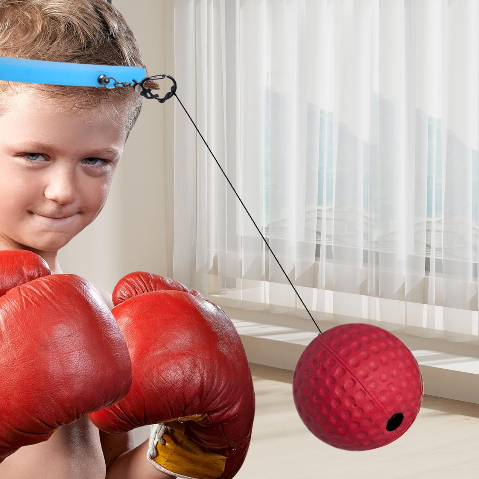 Ensemble Serre-tête Avec Balle De Réflexes Boxe – Entraînement Réaction, Sangle De Frappe, Nylon Léger, Pour Débutants Et Confirmés, À Domicile Ou Extérieur