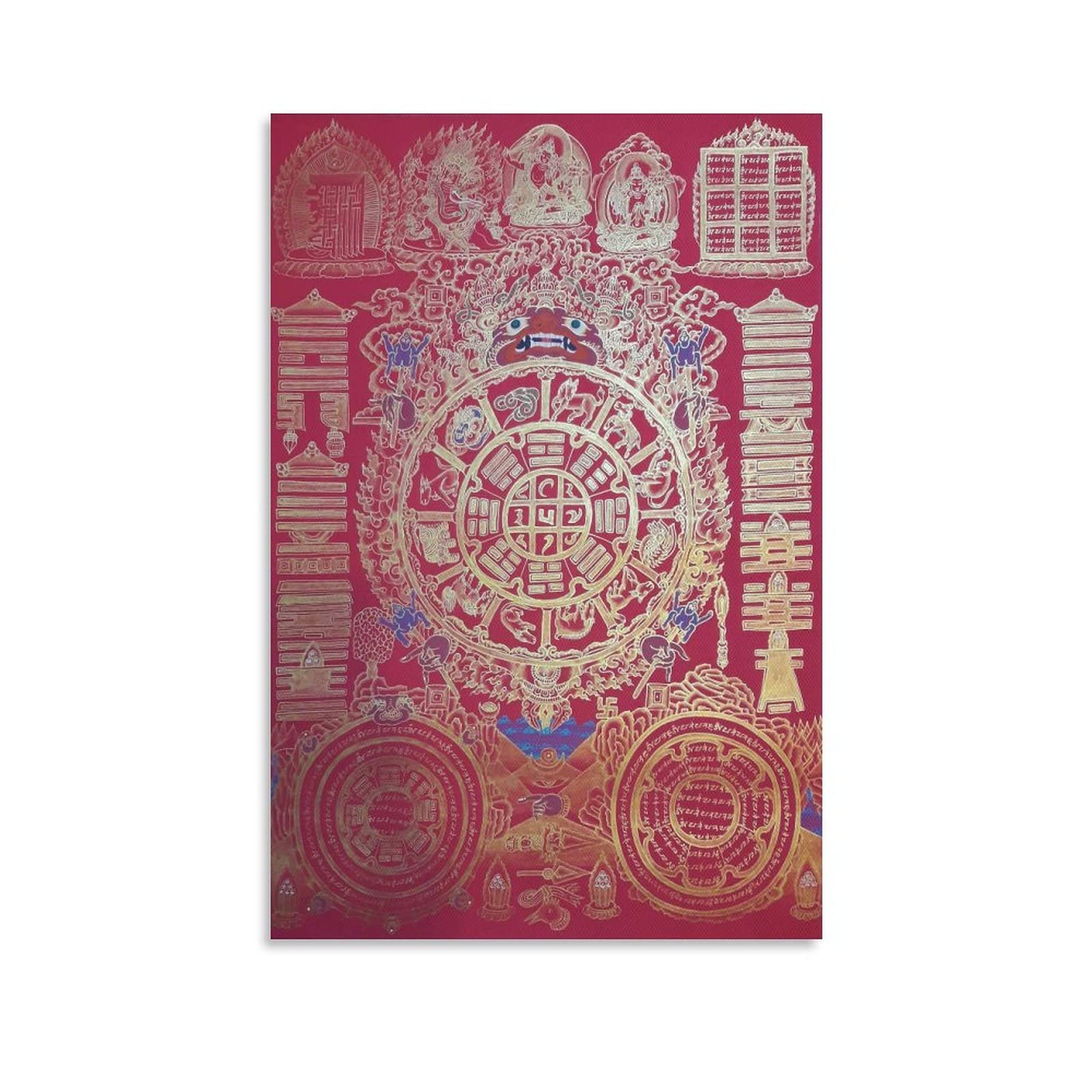 Tibetan Calendar Buddhism Religion Meditation Poster Buddha Bodhisattva Wall Art Poster Gifts Bedroom Home Decor Picture Canvas Painting Posters 12x18inch(30x45cm)