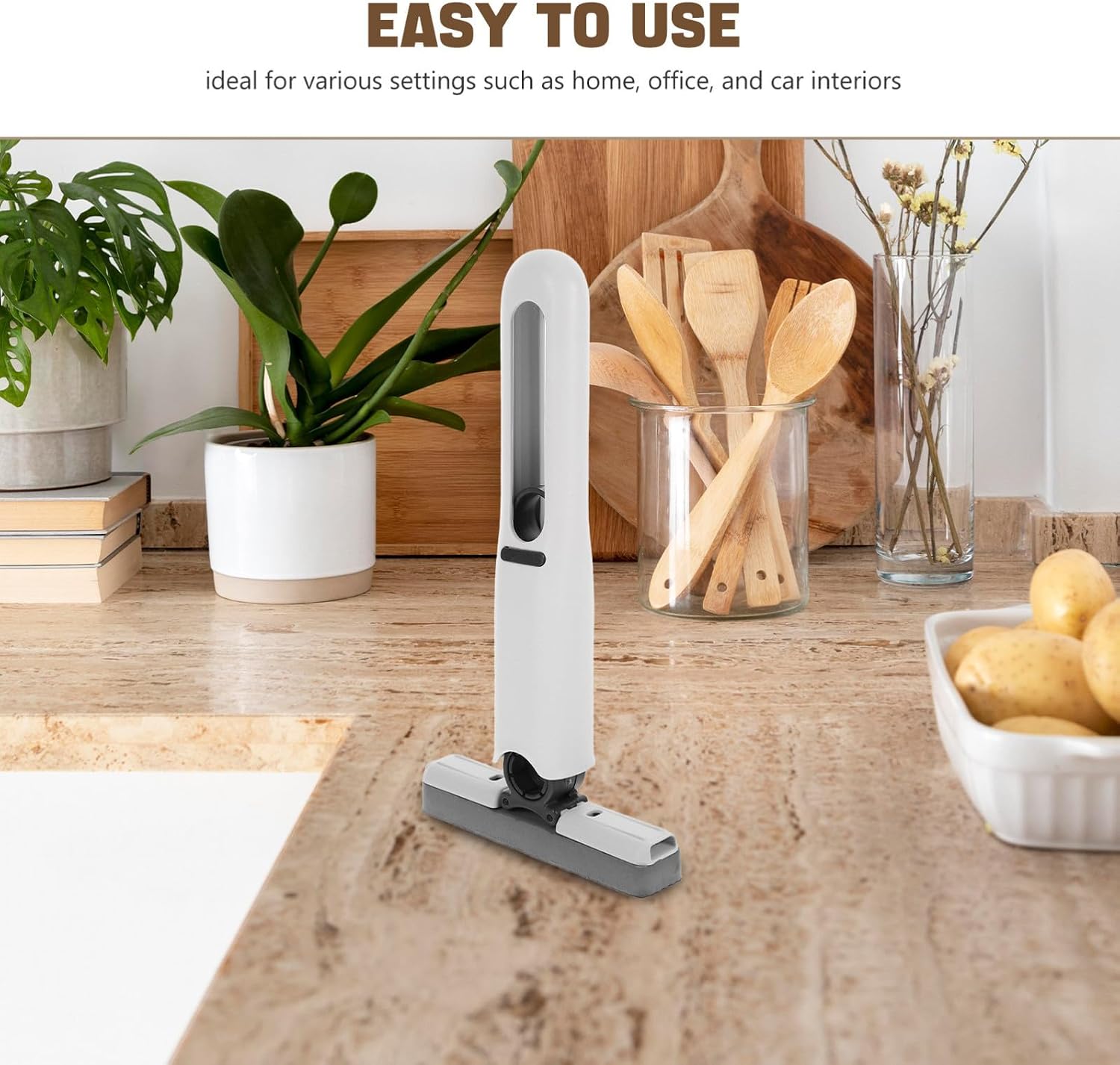 Compact Mini Handheld Mop with Gel Sponge for Kitchen and Home Cleaning, No Hand Washing Required, Plastic Construction, Versatile Use for Desktop, Window, Wall, and Floor Surfaces