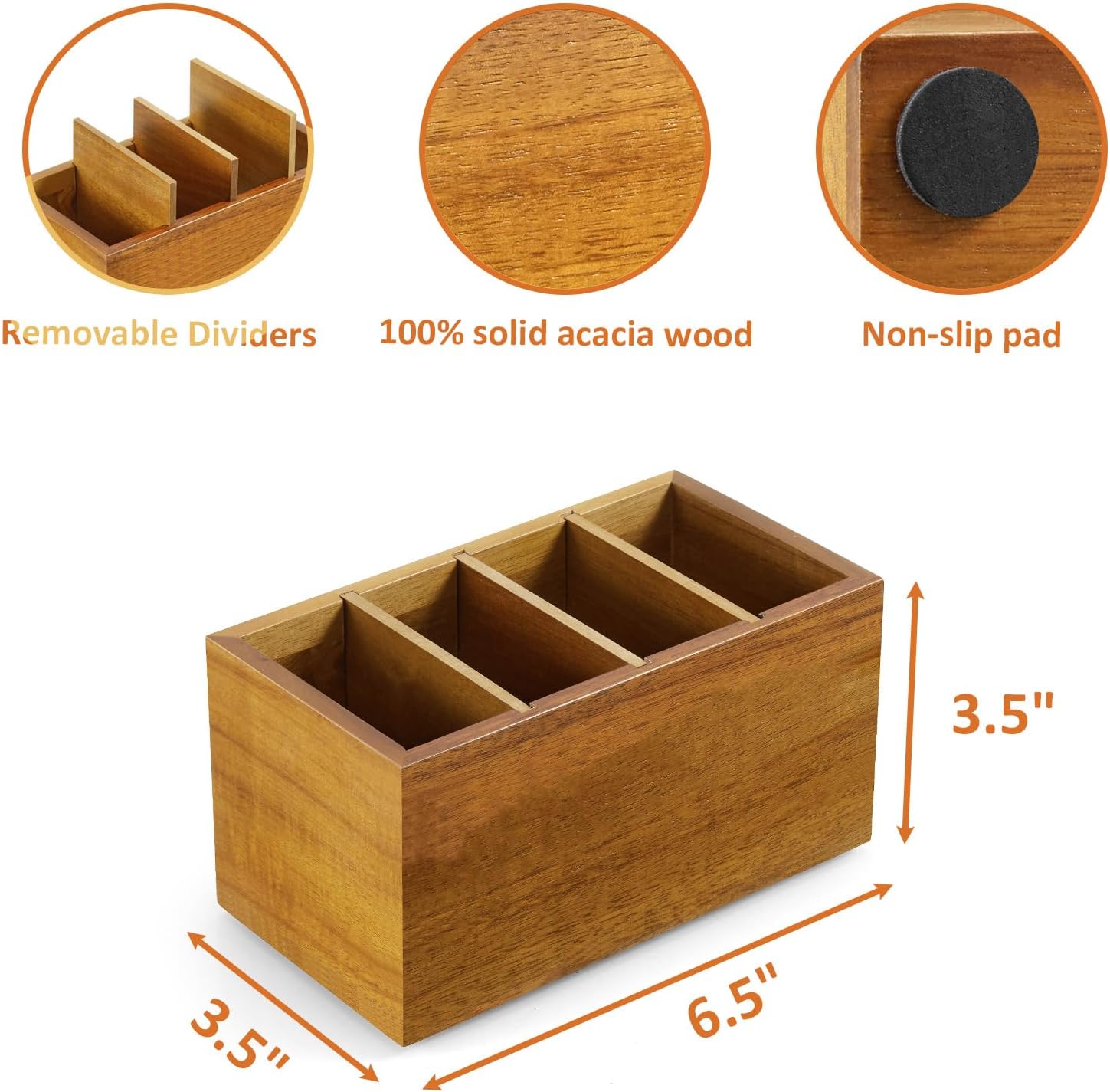 Silverware Holder for Party, Wicker Utensil Caddy& Drink Packet Organizer, Wood Water Flavor Packet Holder with Dividers