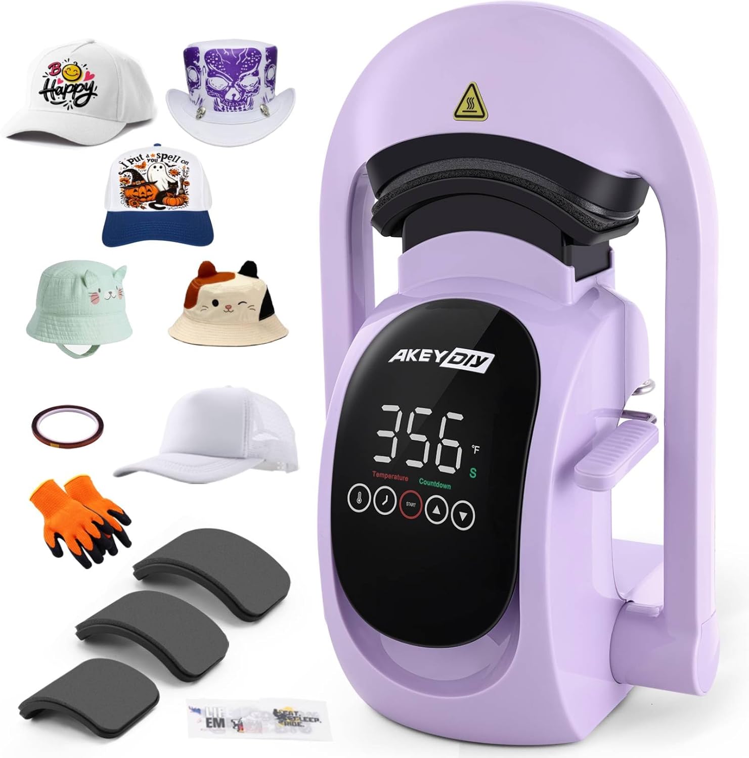 Prensa Térmica Automática 3 en 1 para Gorras AKEYDIY, con 3 Platillos
