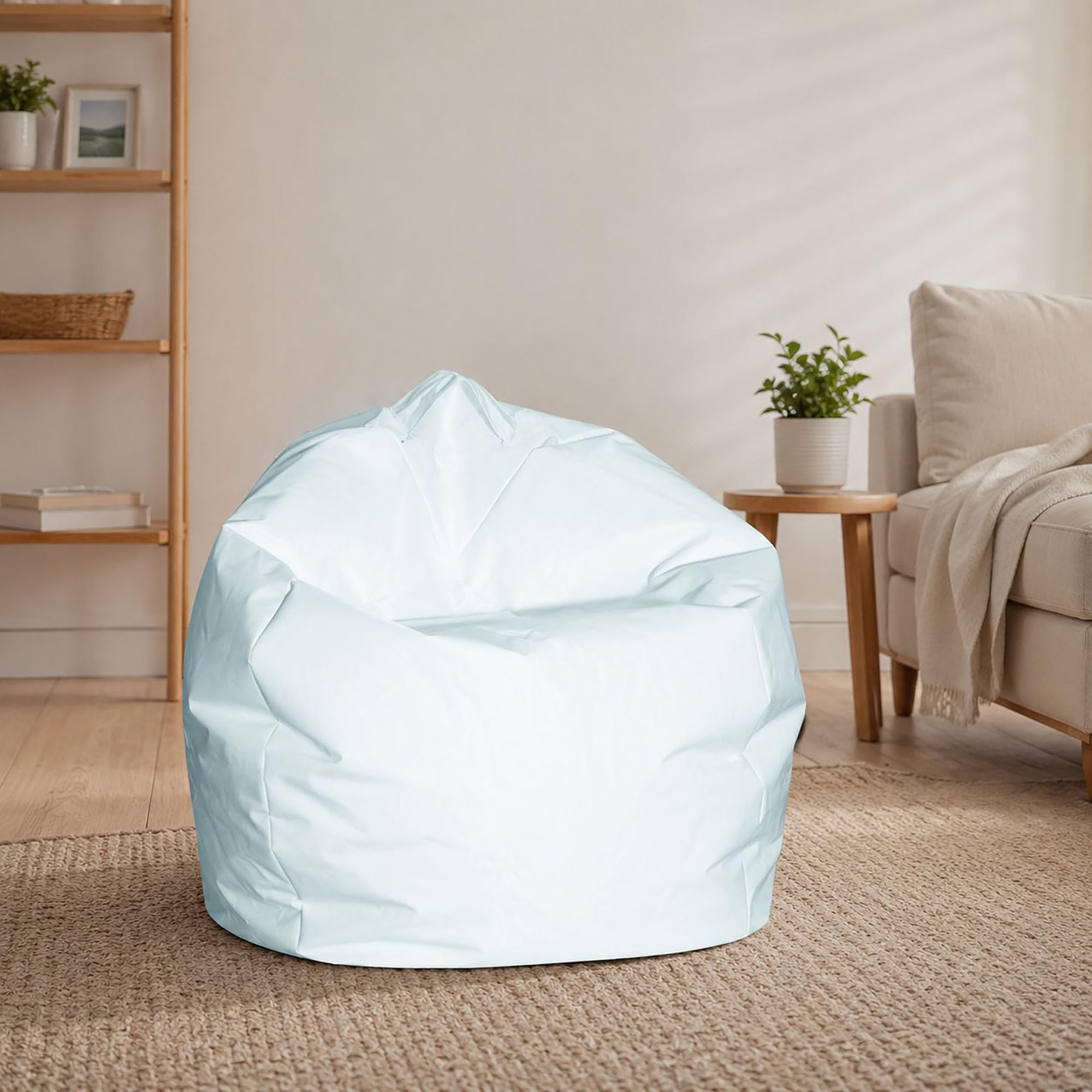 Dmora Talamo Italia - Pouf Abe, Poltrona multiuso, Poltroncina sacco, Pouf poggiapiedi, Made in Italy, 65x65 h50 cm, Bianco