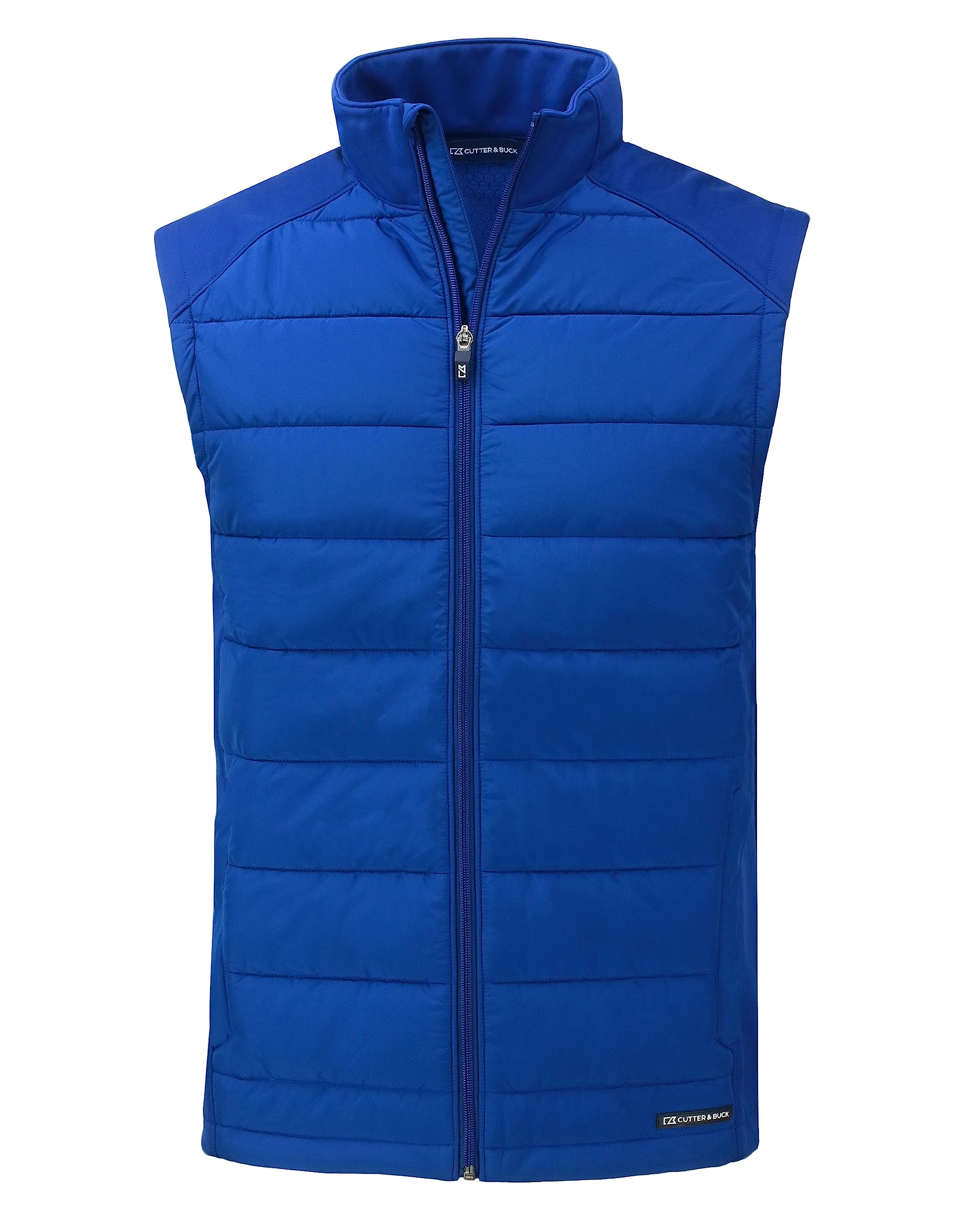 Cutter & Buck Evoke Hybrid Eco Softshell Recycled Mens Full Zip Vest, Tour Blue