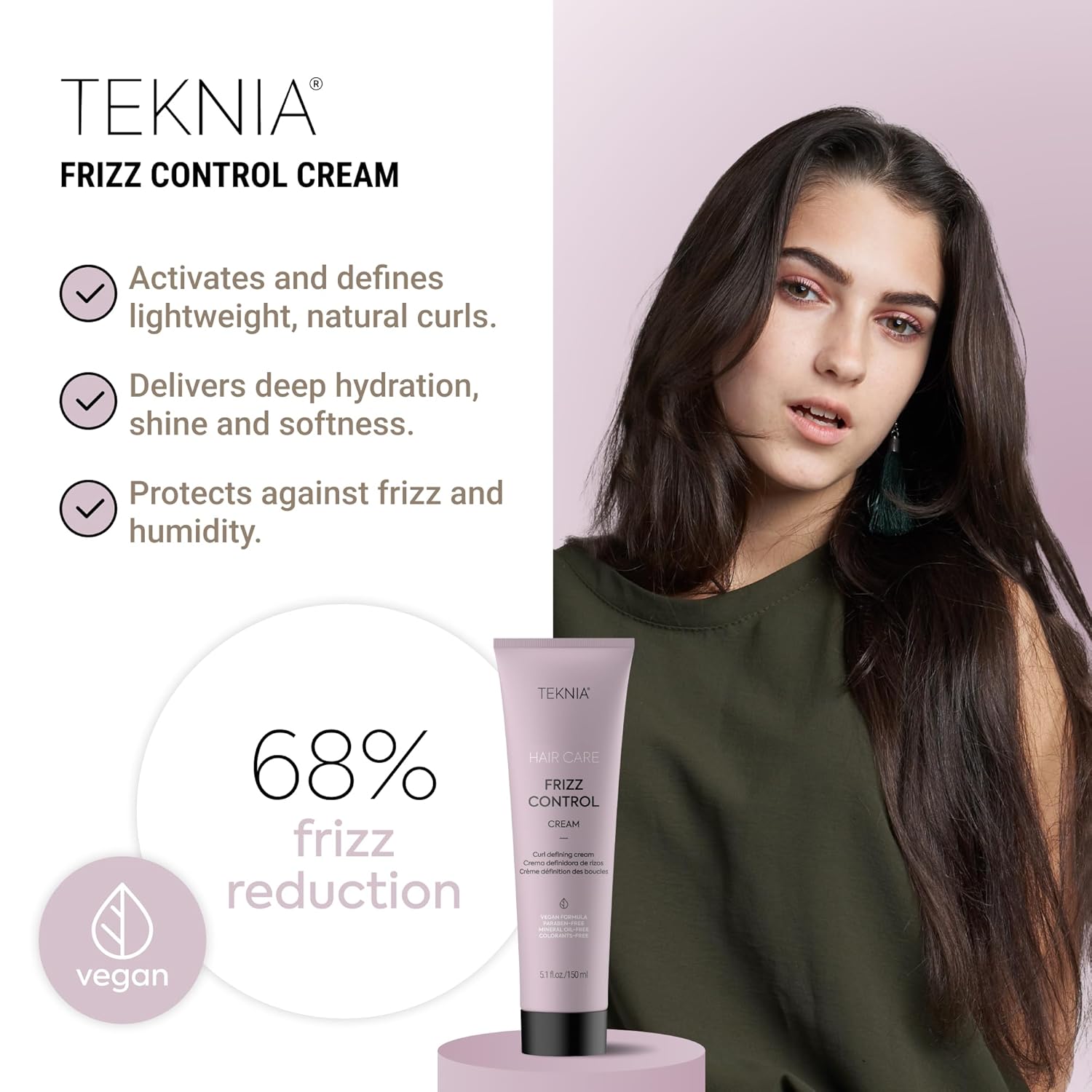 LAKMÉ Teknia Frizz Control Cream, Anti Frizz Curl Defining Cream for Frizzy or Curly Hair, 5.1 Fl Oz