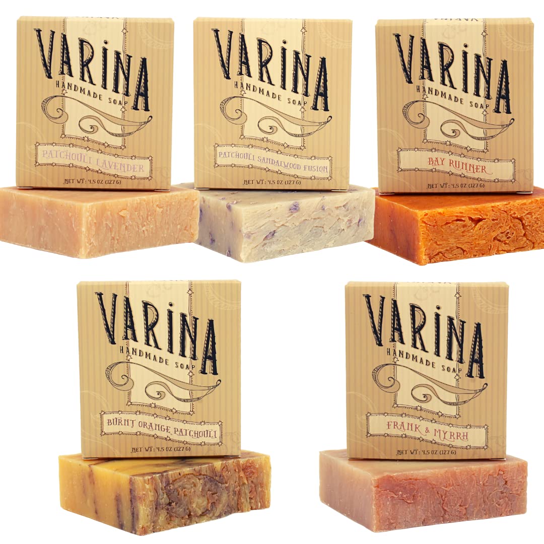 Patchouli Soap Variety - 5 Pack - Gentle Cleansing for Sensitive Skin Earthy Scents Handmade Soap