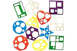12 Pieces Geometric Stencils Template Set, Preschool Arts & Crafts for Kids