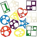 12 Pieces Geometric Stencils Template Set for Kids Children Simple Drawing Stencils Colorful Art Painting Template for Toddlers Preschooler Learning Tool (Cute Colors,4.9 x 5.1 Inch)