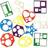 12 Pieces Geometric Stencils Template Set for Kids Children Simple Drawing Stencils Colorful Art Painting Template for Toddlers Preschooler Learning Tool (Cute Colors,7 x 7 Inch)