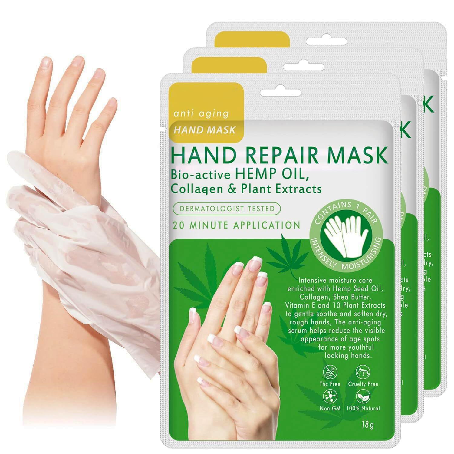 Maschera per Mani 3 Paia Guanti Idratanti Mani Maschera Antietà Rigenerante Nutriente per Invecchiamento a Secco e Screpolate per donne e uomini