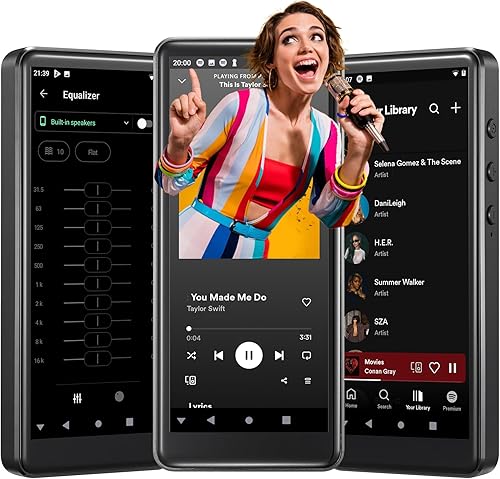 80GB MP3MP4 Reproductor BluetoothWiFi0.138 in Jack Auriculares 4.0 "FHD Pantalla táctil con Spotify Audible Android Reproductor de música con