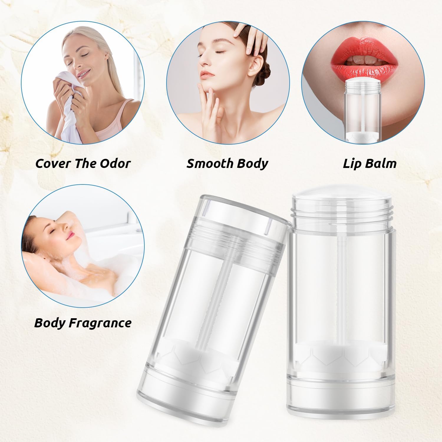 10 Pcs 75ml/2.5oz Empty Deodorant Containers Plastic Twist-up Filling Stick Refillable Round Bottom Fill Bottles Tubes for Homemade Natural Deodorant Lip Balm Soap - Clear image 5