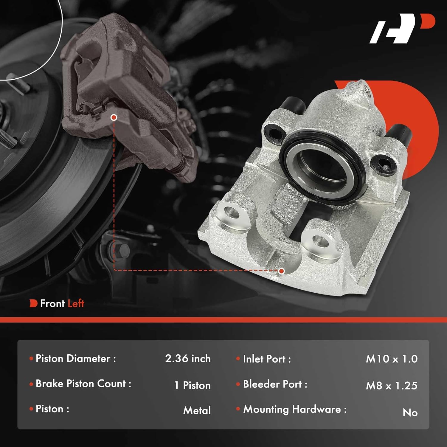 A-Premium Disc Brake Caliper Assembly Without Bracket Compatible with Select BMW Models - E46 M3 2001-2006, E85/E86 Z4 2006-2008, L6 3.2L - Front Left Driver Side