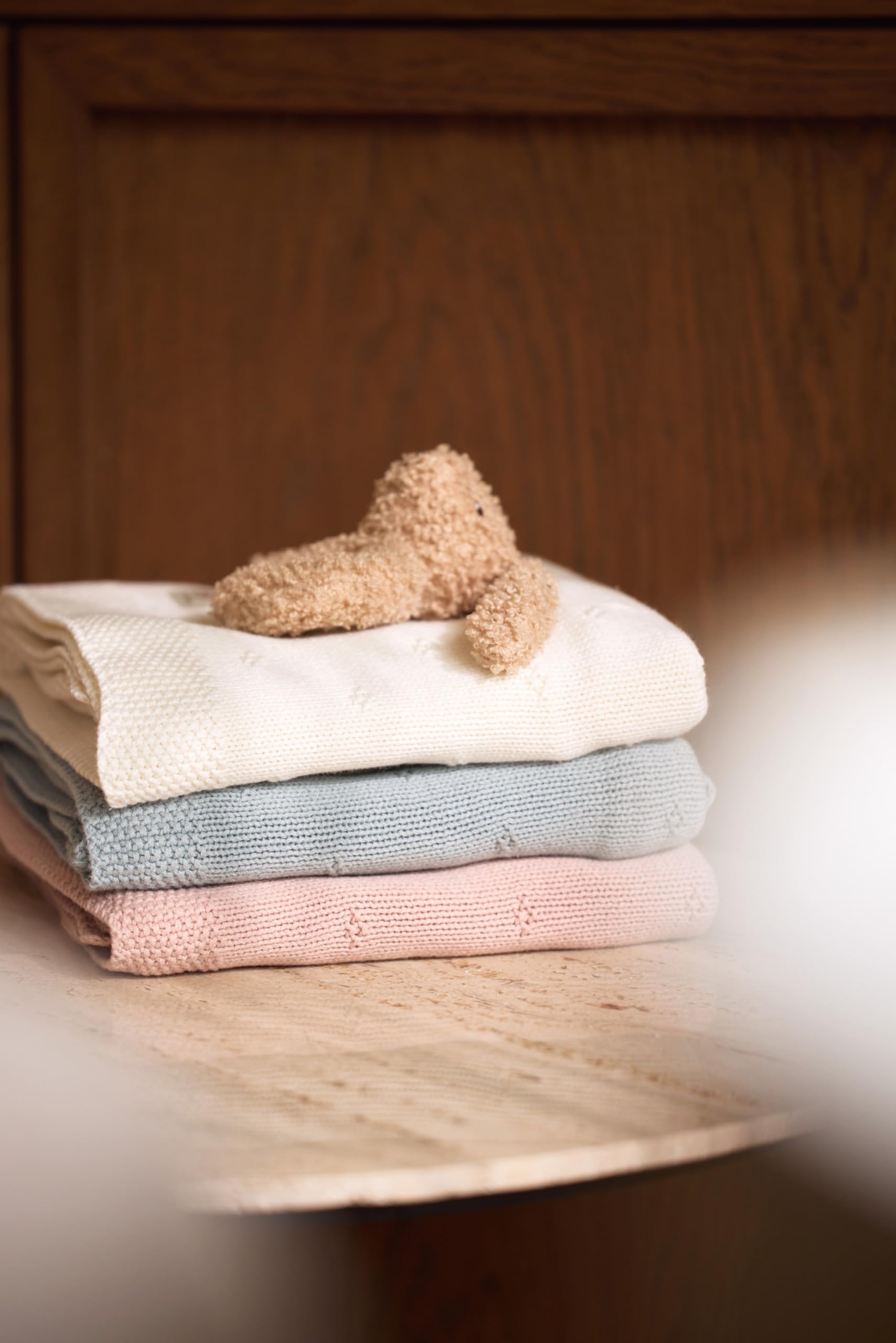 Jollein Kocyk dziecięcy Cosy Knit, Wild Rose – 75 x 100 cm – 60% bawełna, 40% akryl – do kołyski dla niemowląt – 1.0 TOG – certyfikat Öko-Tex – wzór dzianinowy