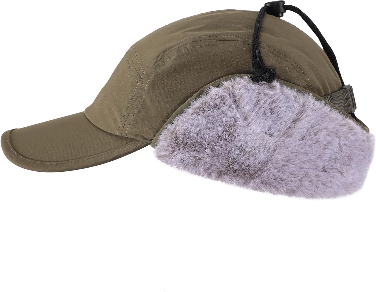 Home Prefer Mens Faux Fur Trapper Hat Waterproof Visor Fleece Lined Winter Baseball Cap Earflaps Hunting Hat for Men - Image 6