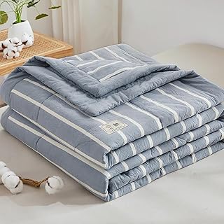 Summer Cool Duvet quilt, Air conditioning quilt Cotton Bedding, All-Season Application (Blue streak, 180 * 200cm)