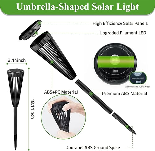 Miniatura 6 de Luces solares para caminos al aire libre  Paquete de 8 luces solares mejoradas para exteriores impermeables, 2 modos de luces de jardín alimentadas
