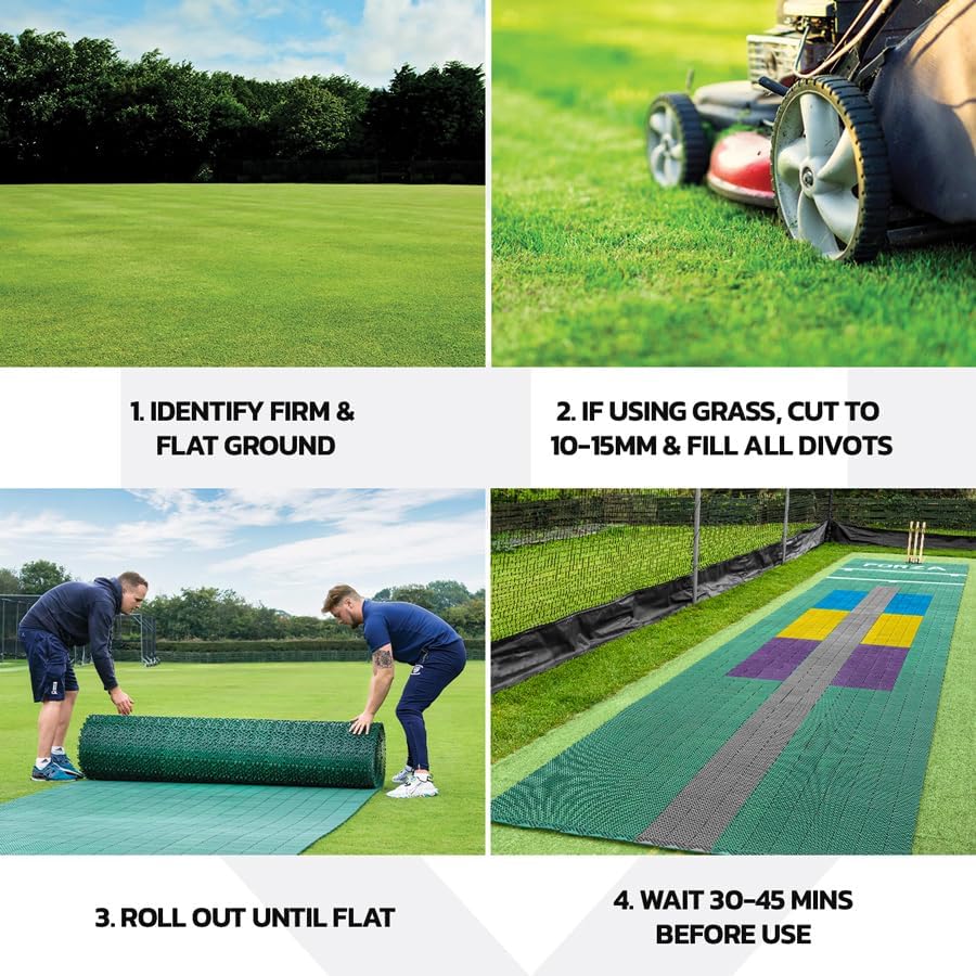 FORTRESS Instant Cricket Pitch Matting - 6X Lengths | Ideal for Backyard Practice & Matches | Easy Set Up - No Installation | Durable Indoor/Outdoor Roll Mat
