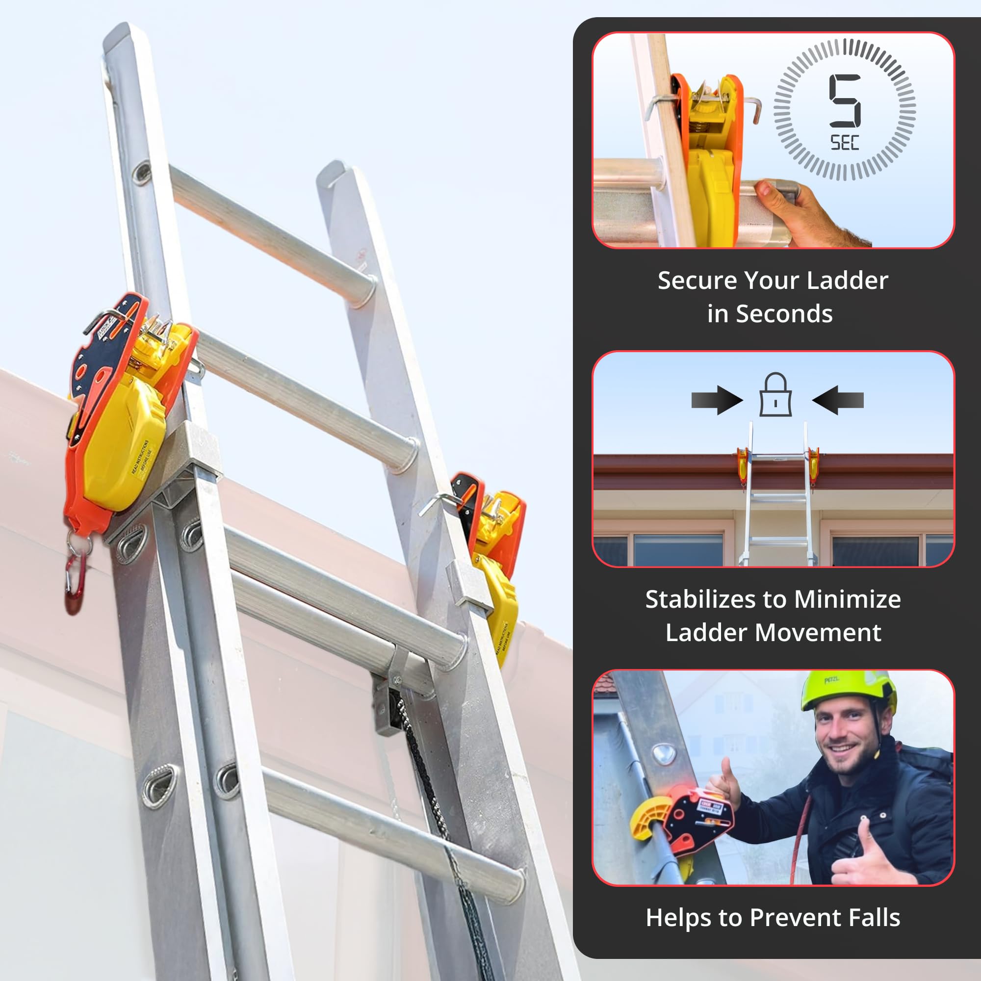 Lock Jaw Ladder Grip - Ladder Safety Clip - Feel Secure on Your Ladders and Climb Safer (zestaw 1)