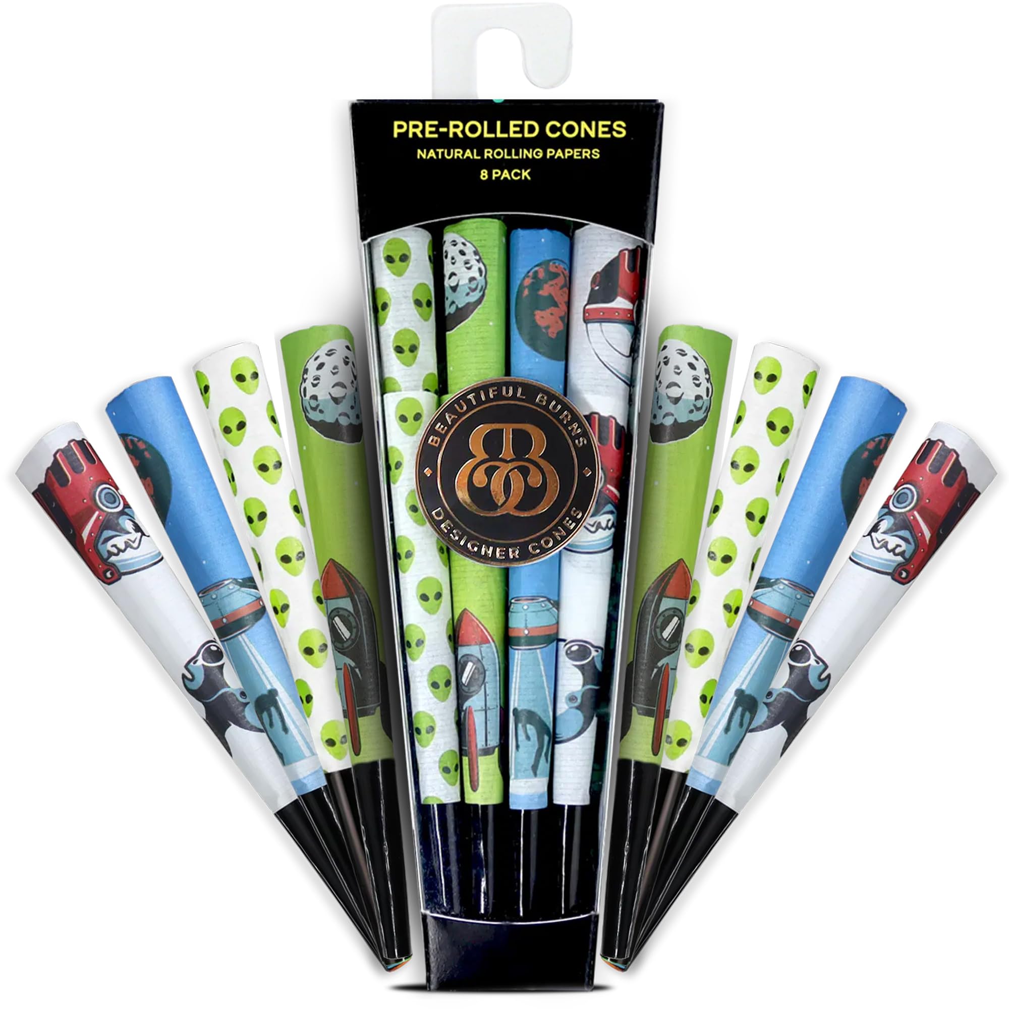 Beautiful Burns, Area 51 Combo Pre-Rolled Cones - 8 Pack of Pre Roll Cone Shells