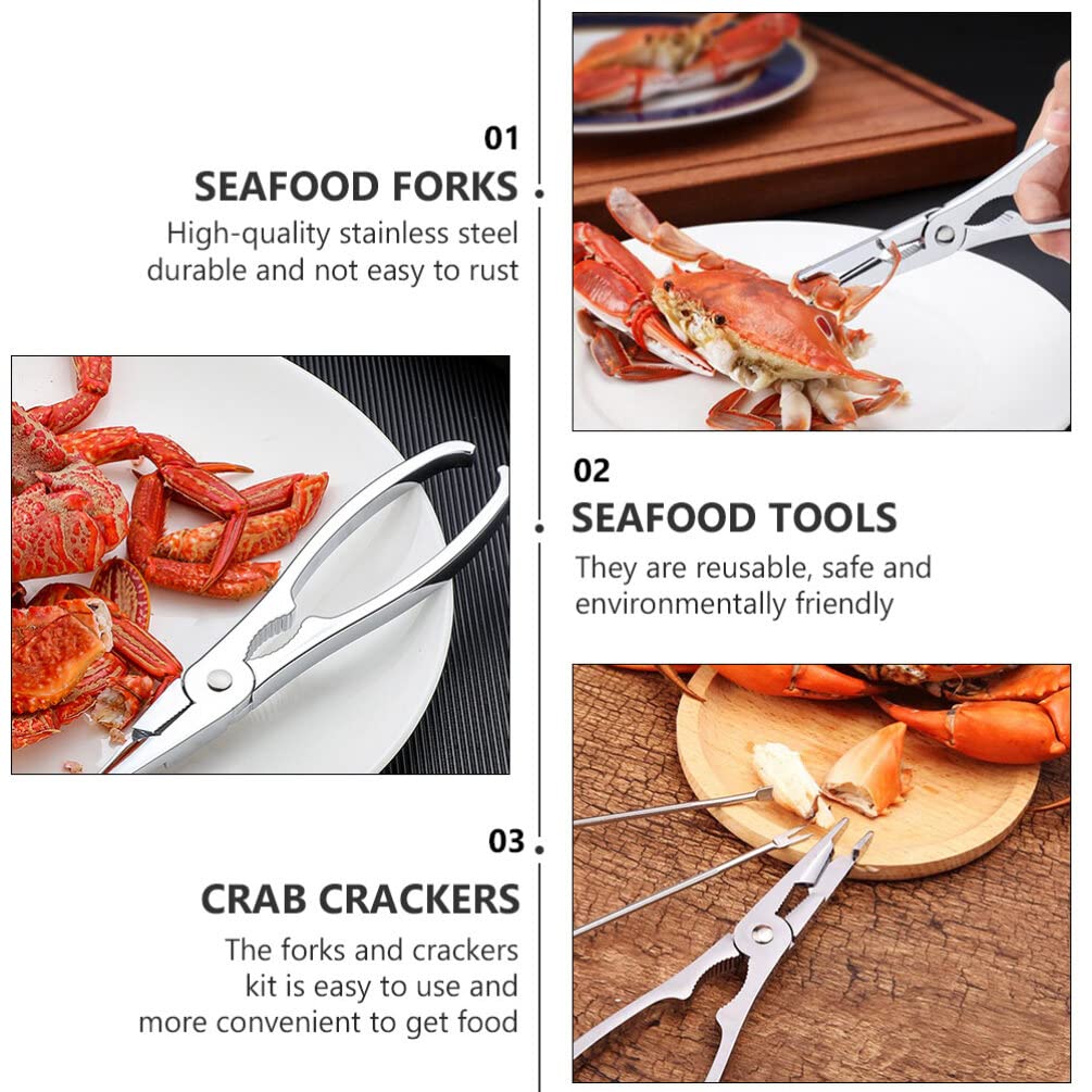 HEMOTON Kit Per Chele Di Granchio in Acciaio Inossidabile Set Di Pinze Per Crostacei E Forchette Ergonomiche Per Frutti Di Mare Adatto a Granchi Aragoste E Noci Facile Da Usare E Portatile