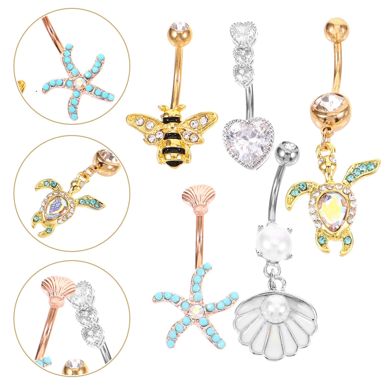 Abaodam 20 Pezzi Piercing Ombelico in Lega con Pietre Brillanti, Design Elegante e Superficie Liscia Lucidata, Resistente alla Ruggine allo Sbiadimento, per Ragazze e Donne alla Moda