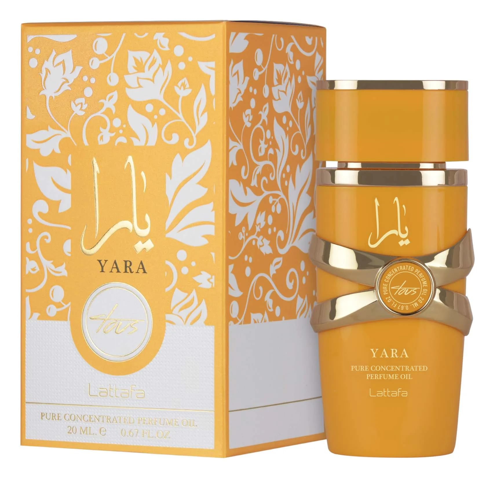 Lattafa Yara Pure Concentrated Perfume Oro, 20 ml, Lujoso diseño árabe