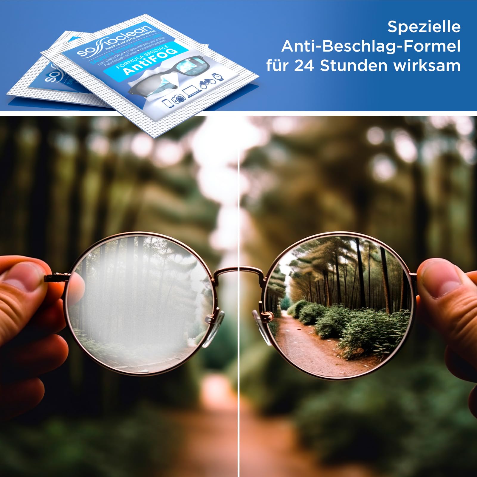 400 Brillen-reinigungstucher Soffioclean Brillenputztücher und Reinigung von Displays Bildschirmen - Antibeschlag und Entfernen Schmutz und Fett - Empfindlich und Wegwerfbar
