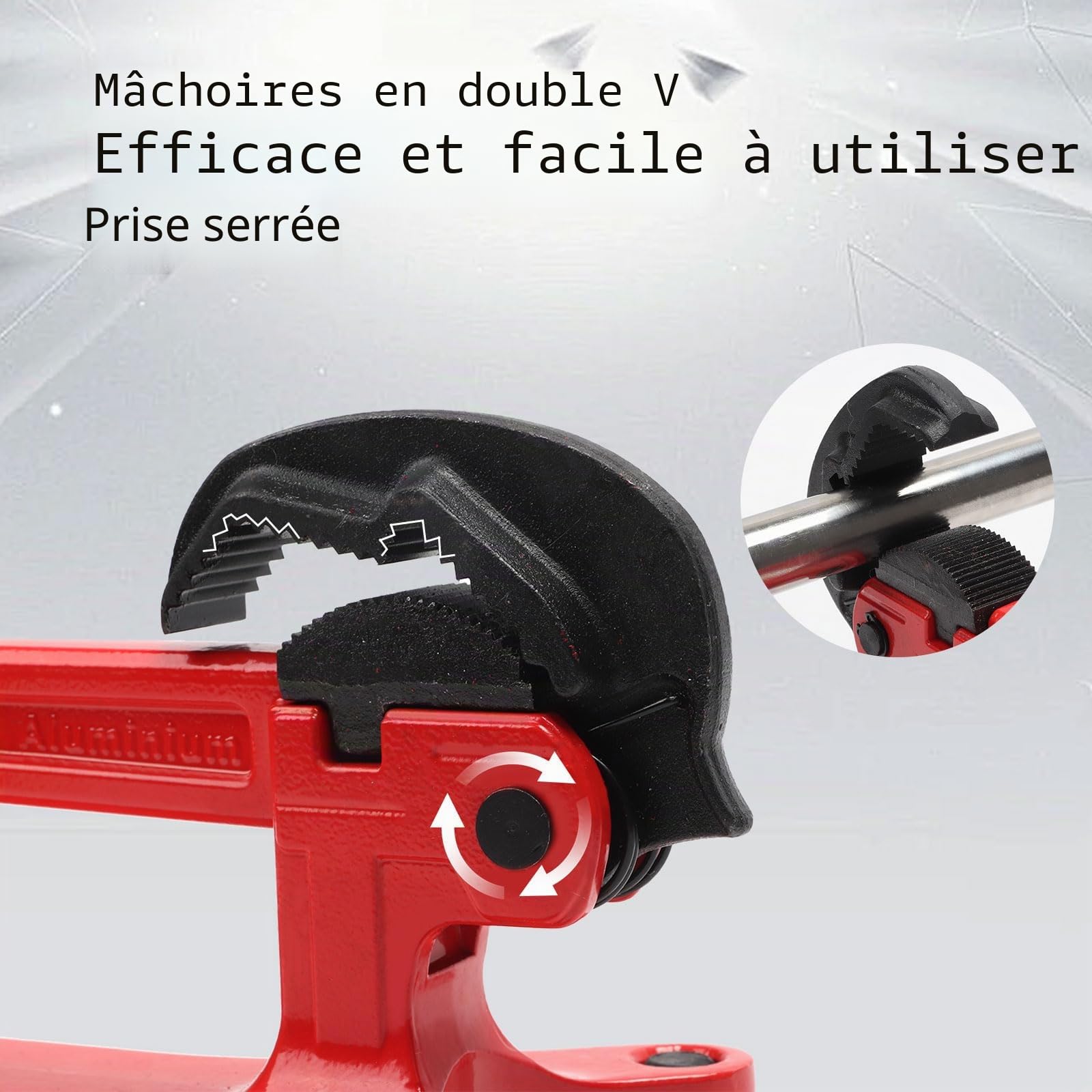 Qivine Étau de Serrage pour Tuyaux Portable en Aluminium, Support de Maintien pour Tube 1/8" à 1-1/2", Mâchoires en Acier Trempé Double V, Étau de Plomberie Léger pour Serrage, Coupe