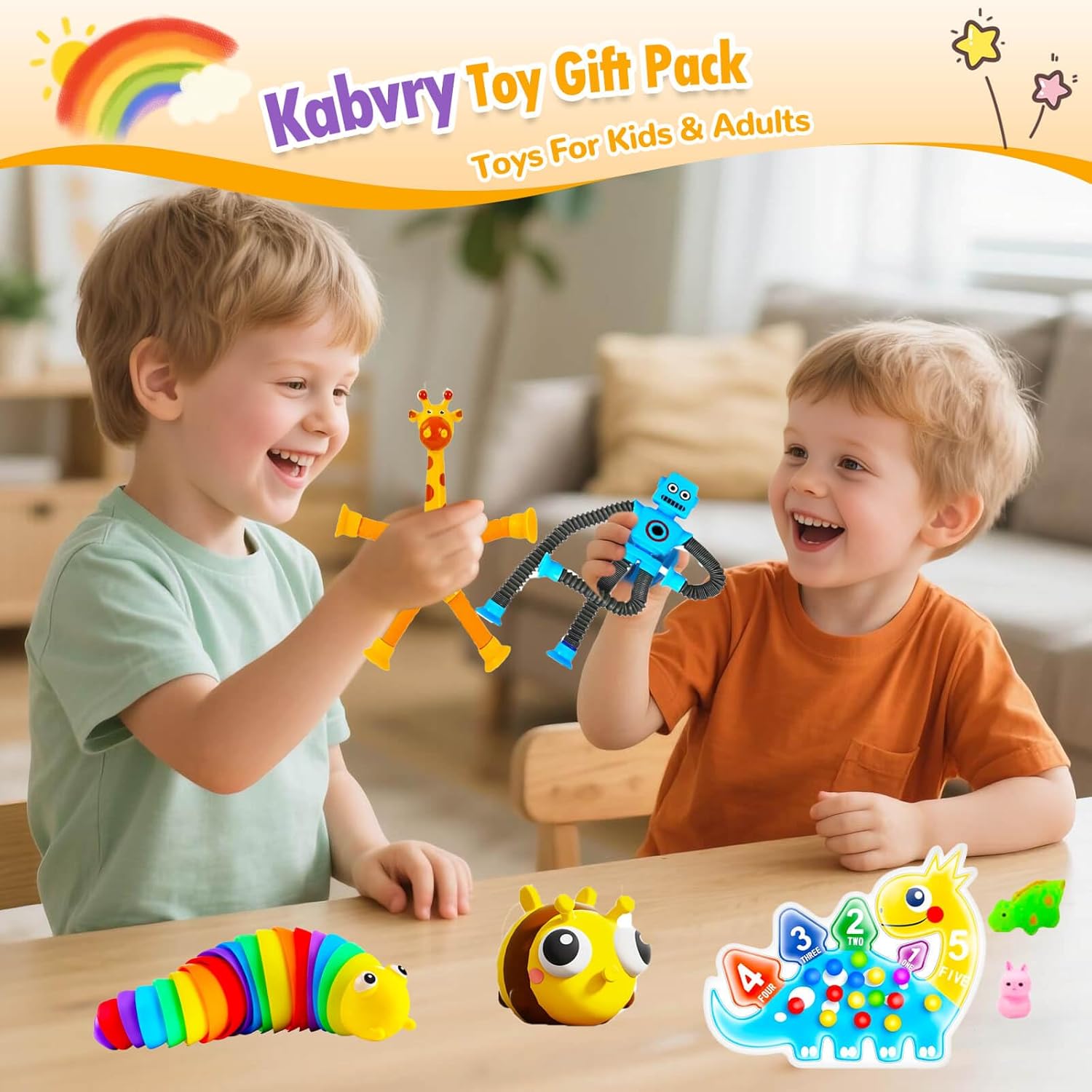 21 Pack Fidget Sensory Toys Set for Kids 3-12, Squishy Fidget Toys for Stress Relief & Travel, Goodie Bag Stuffers, Treasure Box Toys, Classroom Prizes & Party Favors