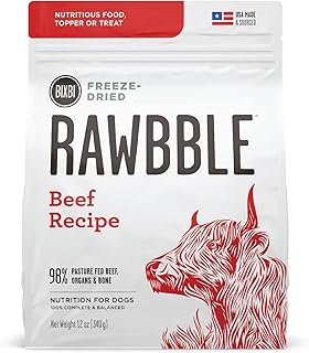 BIXBI Rawbble gefriergetrocknetes Hundefutter, Rindfleischrezept, 340 g – 98% Fleisch und Organe, Keine Füllstoffe, Speisekammerfreundliches rohes Hundefutter für Mahlzeit, Leckerli oder product image