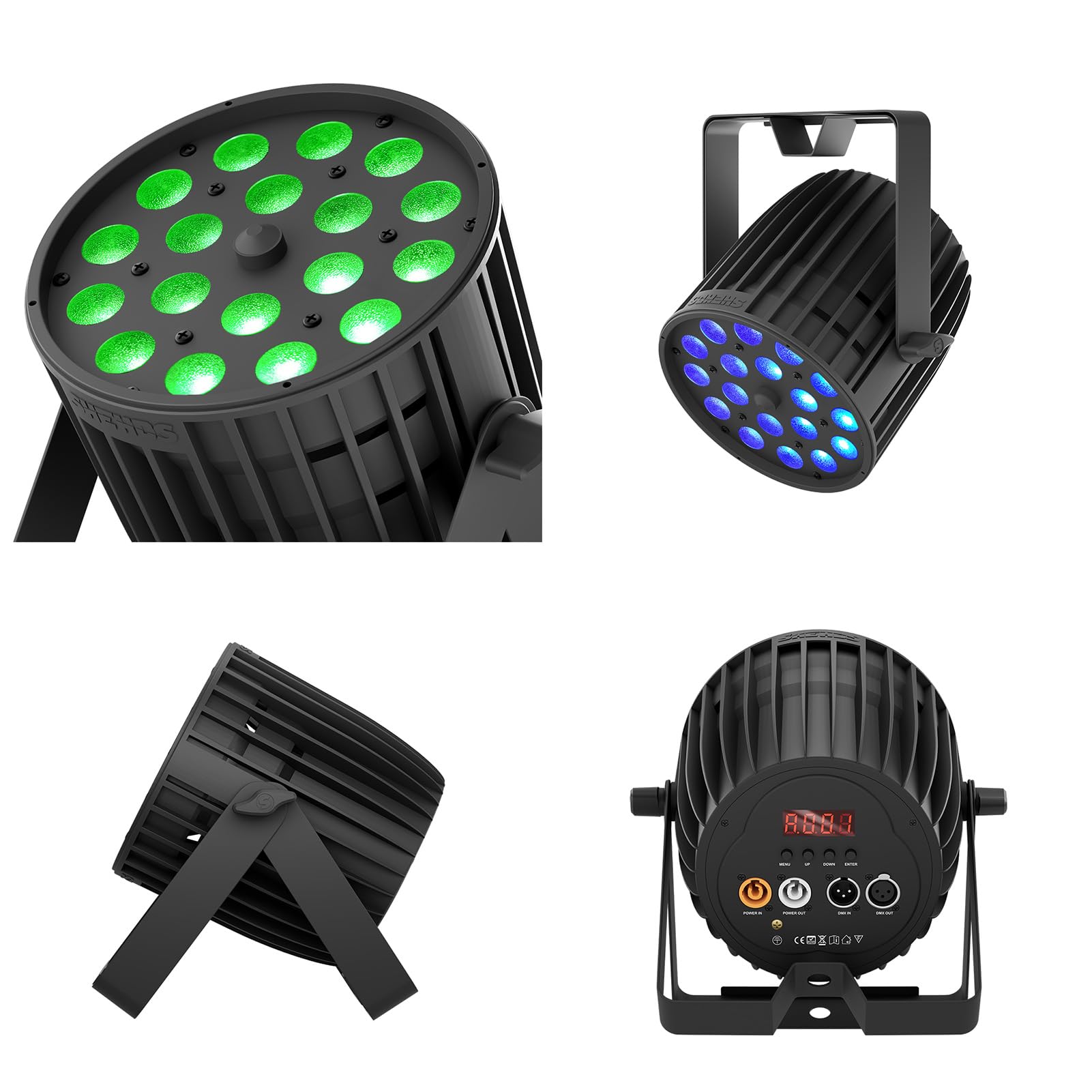 SHEHDS 18x18W LED PAR Lumière, RGBWA+UV 6-en-1, 23-49° Zoom/Lavage/Strobe, Lumière DJ de scène, DMX512, Son actif, Coque en aluminium, pour scène, Disco, Club, Fête