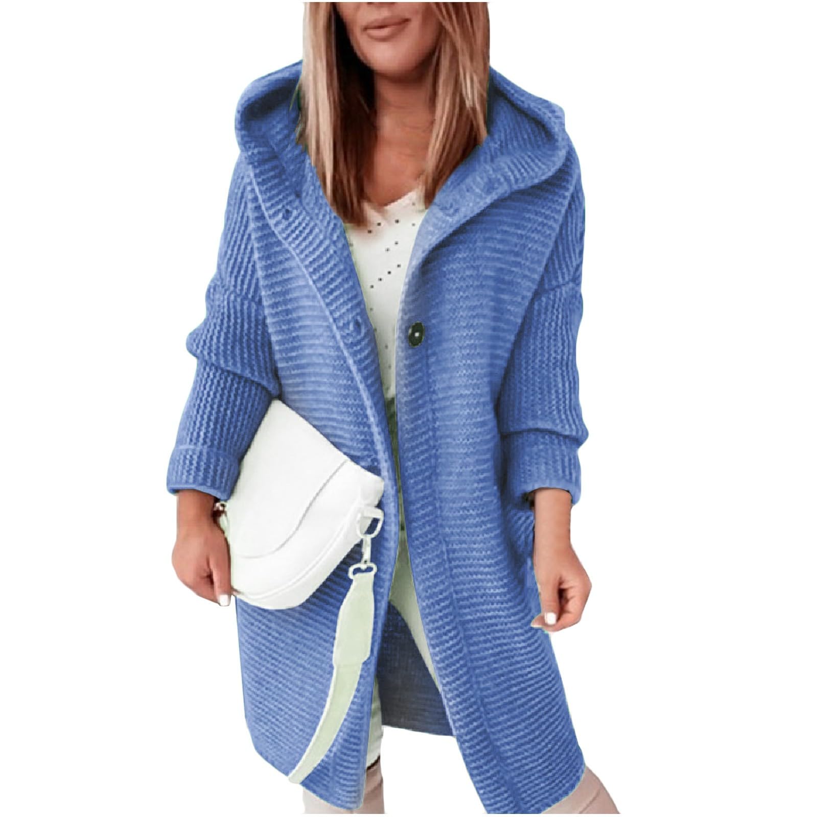 Pullover & Strickjacken Für Damen Lang Cardigan Mit Kapuze Winterjacke