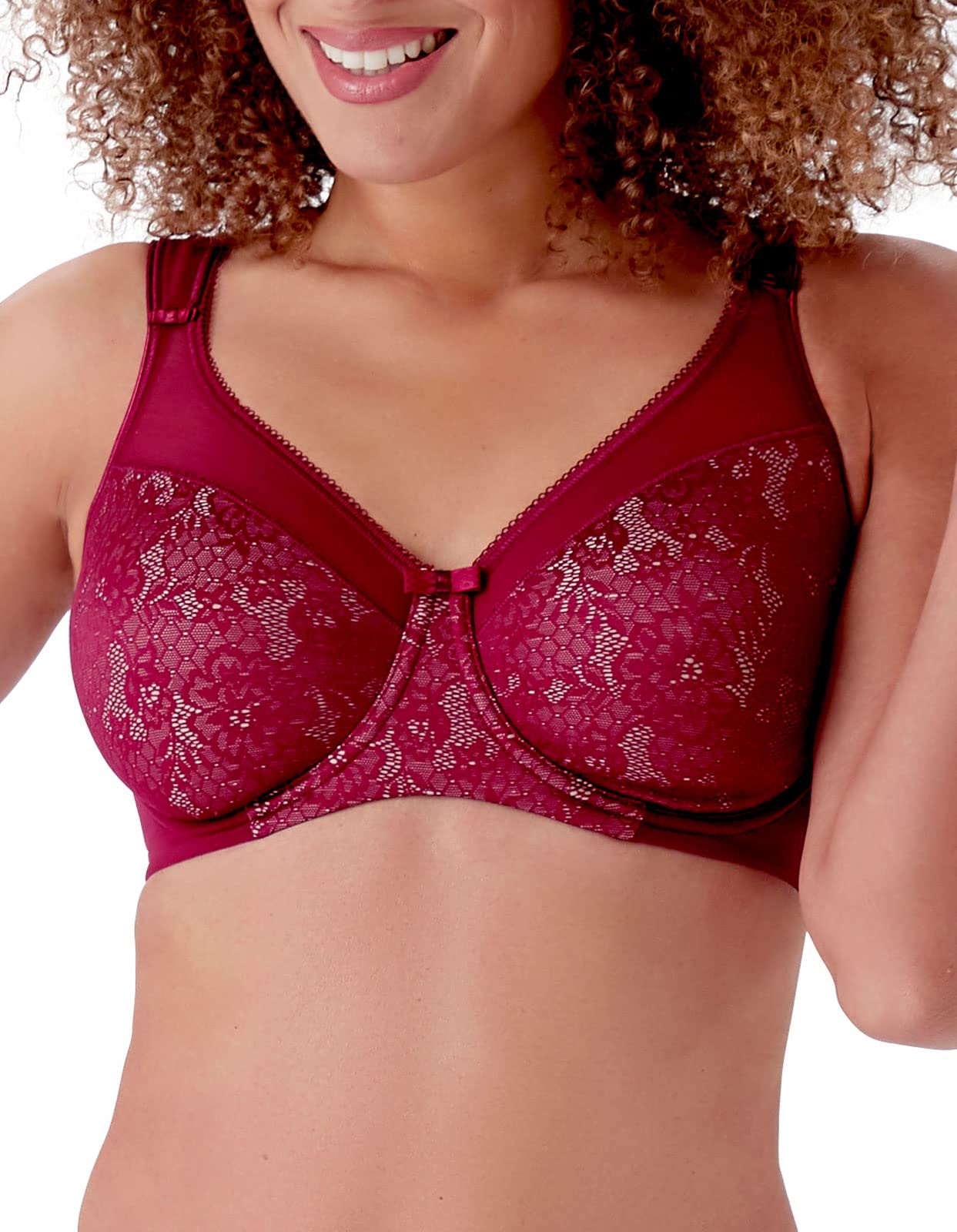 Berlei Beauty Lace Underwired Smoothing Bra Burgundy 36G
