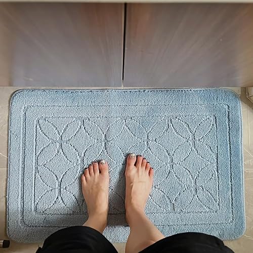 Miniatura 6 de HOMEVER Juego de 2 tapetes de baño para inodoro, antideslizante, respaldo de caucho termoplástico en tono gris, con tamaño de 31 x 20 pulgadas + 20