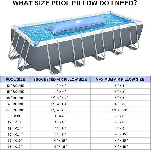 Miniatura 5 de Almohadas de piscina para piscina sobre el suelo, almohada de aire ultra gruesa resistente al frío para invernar 0.016 in, material de PVC, cubierta
