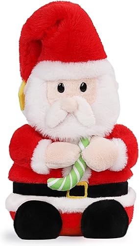 IKASA Juguetes de peluche de Navidad de Papá Noel, 10 pulgadas, lindo peluche de Papá Noel, caja de regalo festiva, regalos de Navidad para niños