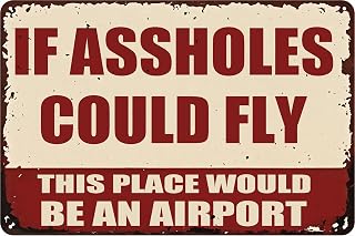 Vintage Decor Metal Sign Man Cave Garage if Assholes Could Fly This Place Would Be an Airport Funny Tin Wall for Bars,Restaurants,Cafes Pubs 6x8 Inch (Assholes Fly)