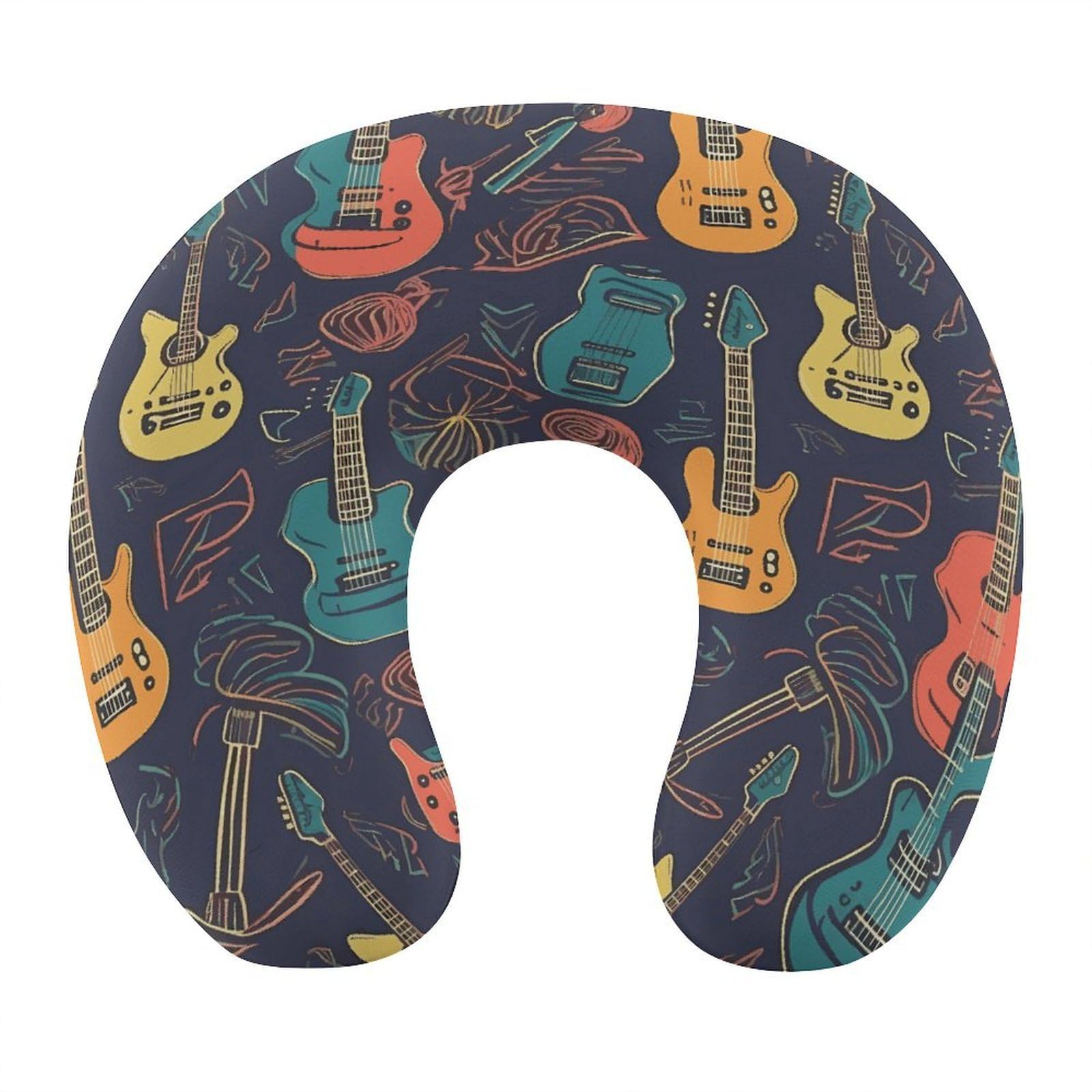 Btcowzrv Style Guitarra Pattern U Shaped Neck Pillow Travel Pillows
