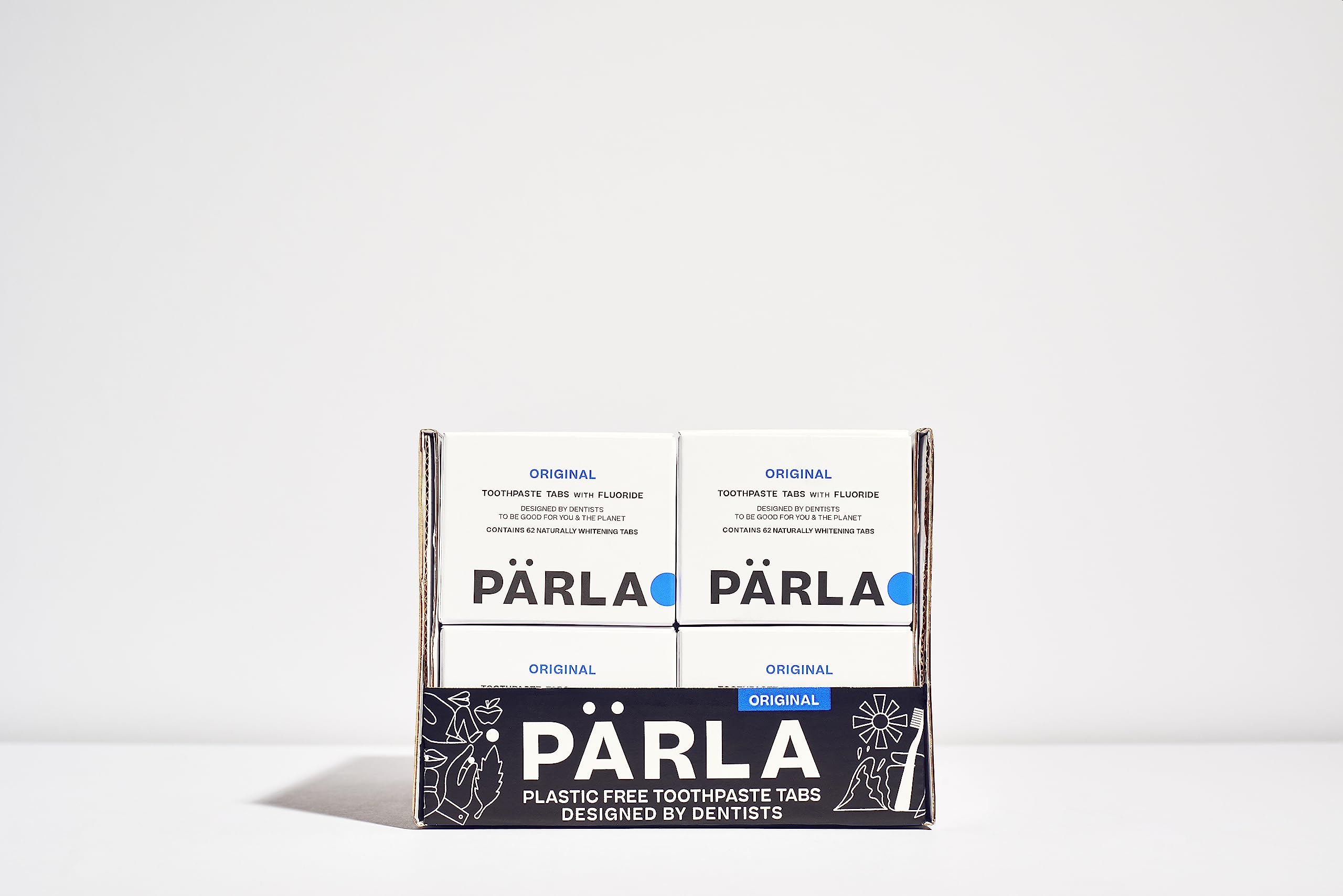 PärlaOriginal Toothpaste Tablets with Fluoride | 1 Year Supply | Eco-Friendly Bites in Sustainable Packaging | Peppermint Flavour | Natural Whitening, Gluten Free & Vegan | Refillable Jar