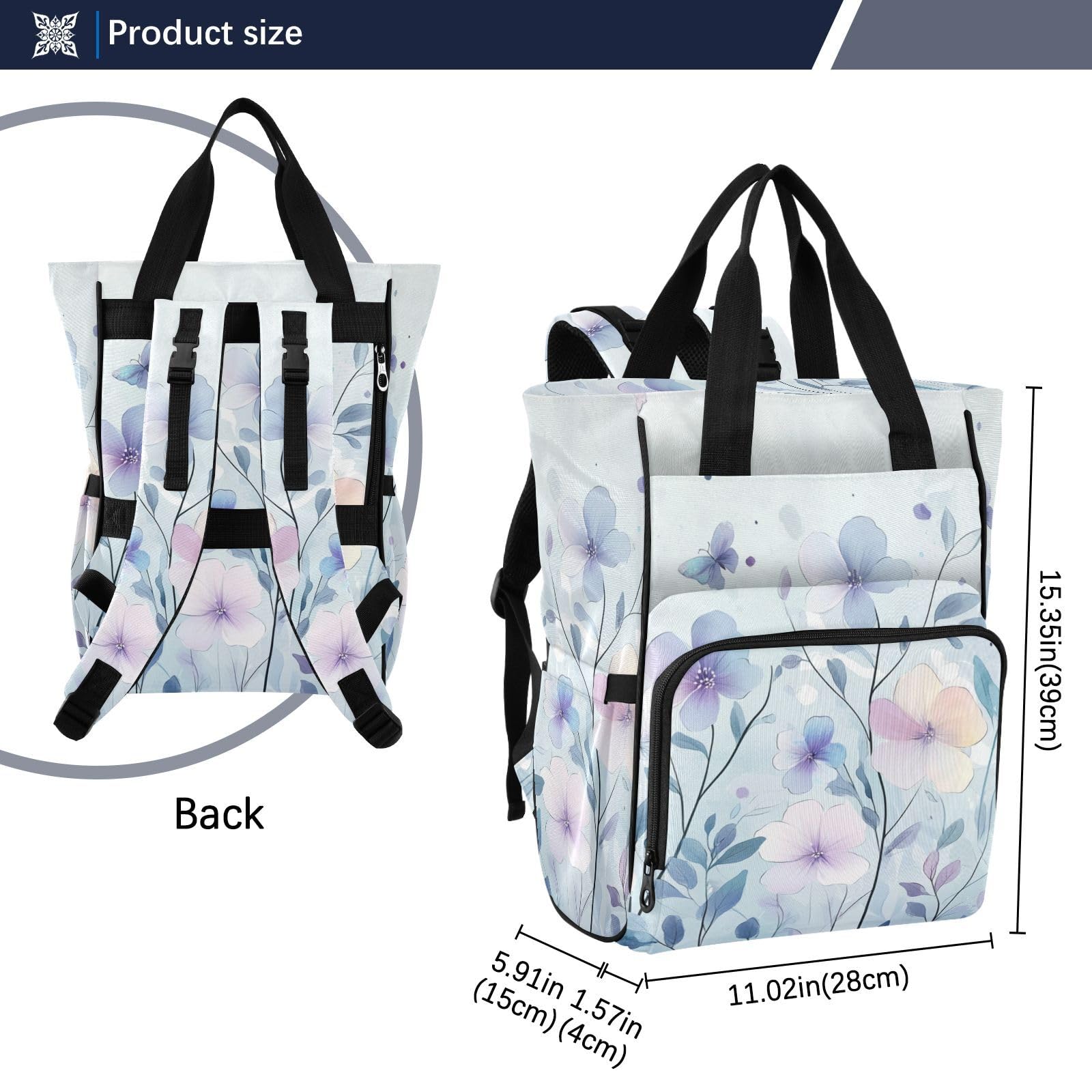 Borse per neonati per mamma semplice fiore fresco blu fiore