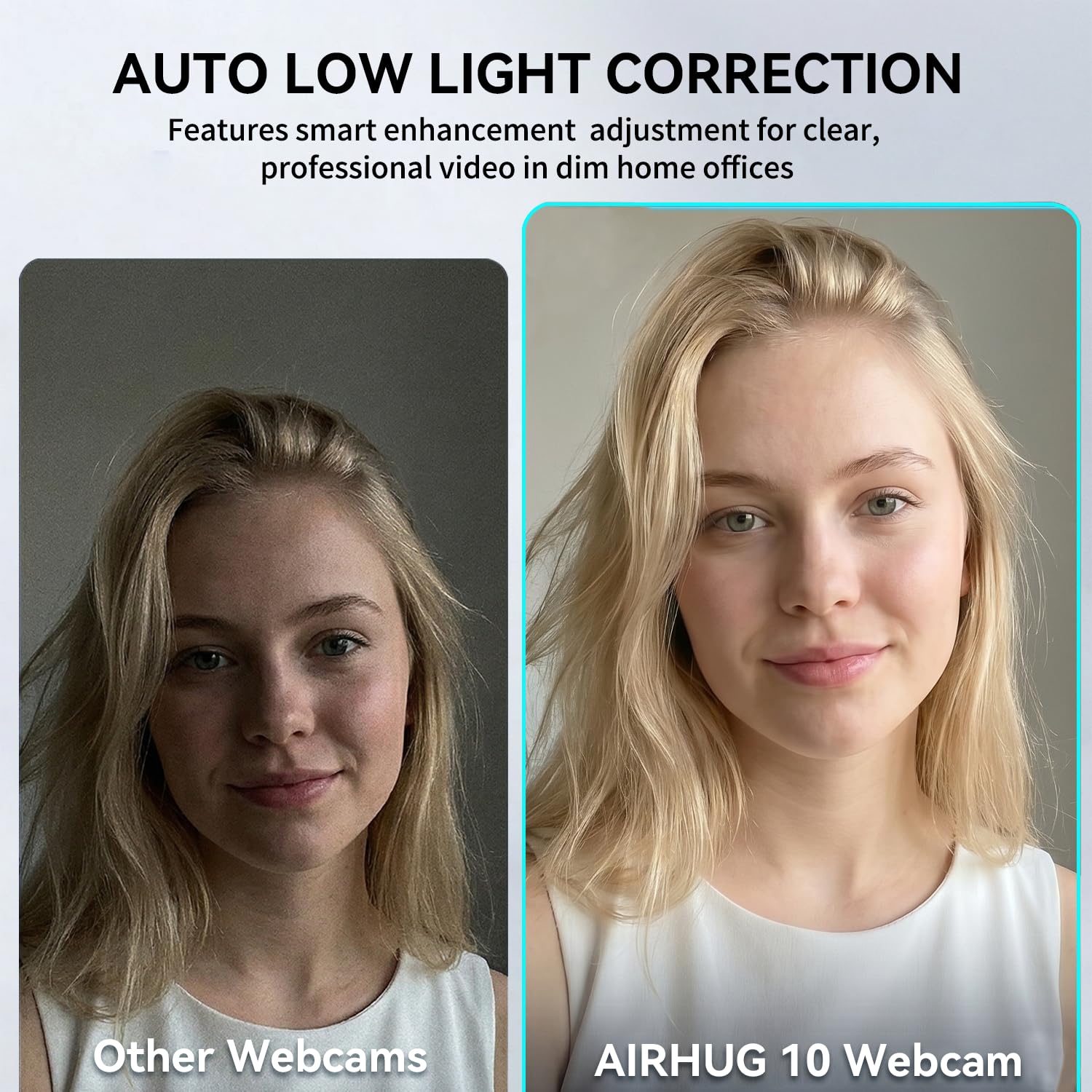 AIRHUG Webcam streaming 2K 60fps con doppio microfono e copertura per la privacy