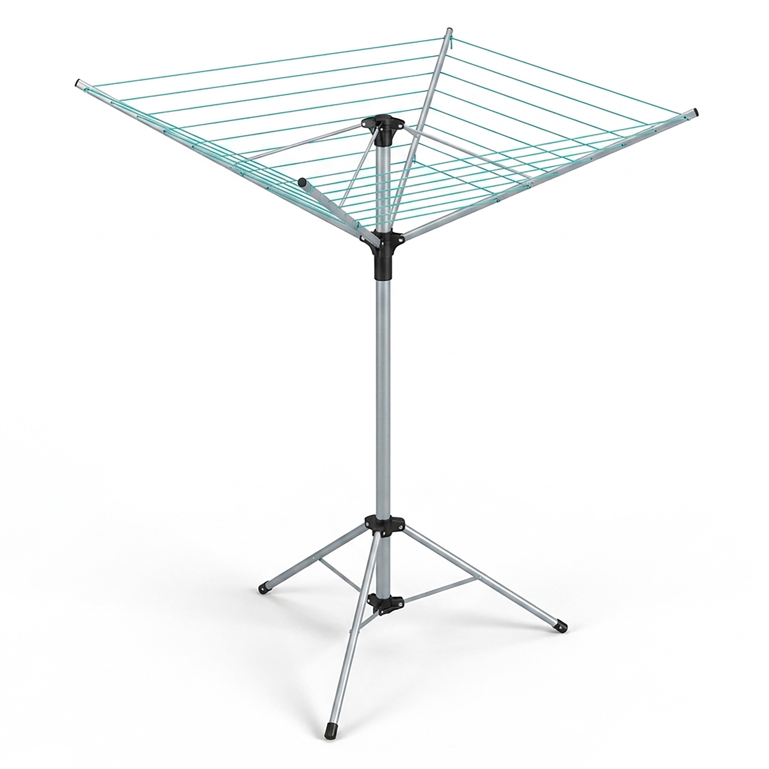 Relaxdays Stendibiancheria da Giardino, 15 m di Filo, Stendino Pieghevole per Esterni, per Campeggio & Balcone, Argento