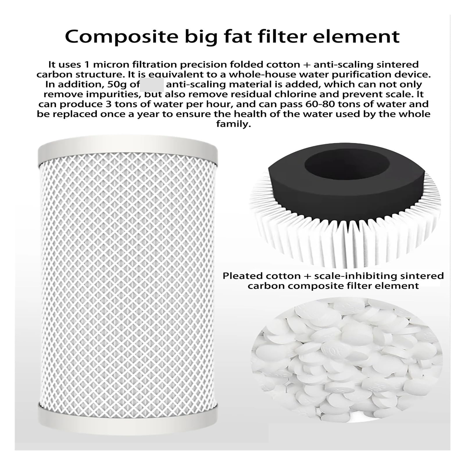 Filtro descalcificador for toda la casa, filtración de tres etapas for sistema de filtración de agua potable de ósmosis inversa (RO) debajo del fregadero. uso doméstico