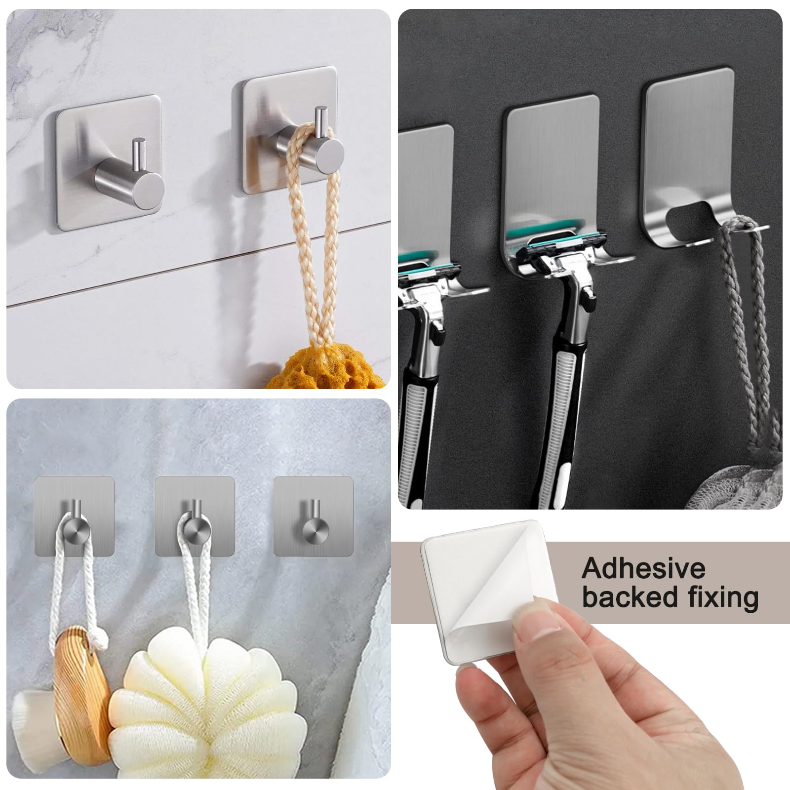 Juego de 7 piezas de accesorios de baño, de acero inoxidable de níquel cepillado, montaje en pared, incluye barra de toalla de 16 pulgadas, soporte para papel higiénico, anillo para toallas, 4 ganchos 8