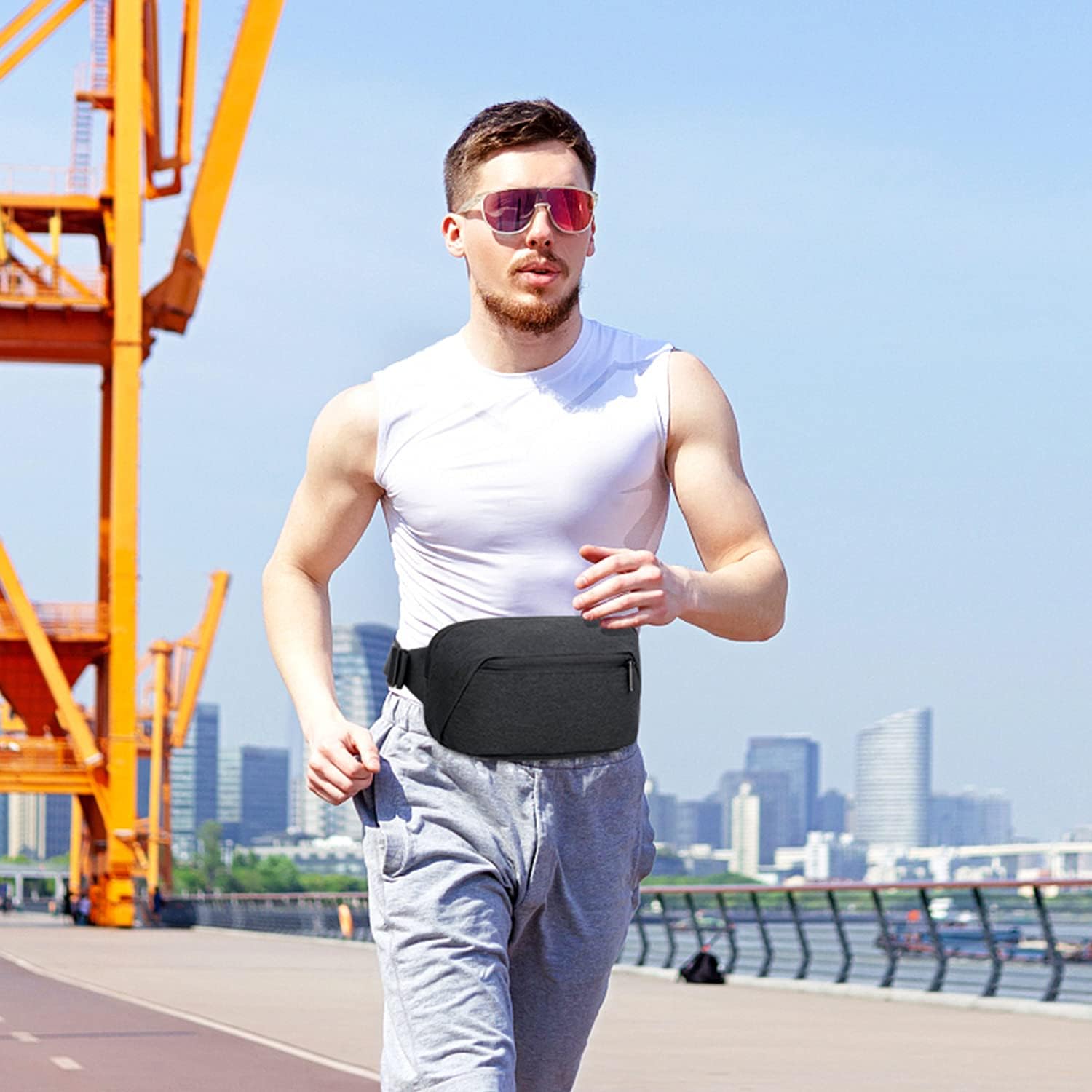 Fanny Pack for Hiking Travel Running for Men Women Fashion Waist Packs Water-resistant Black Unisex Sling Bag Crossbody with 2-Zipper Shoulder Bag Chest Bag : Sports & Outdoors