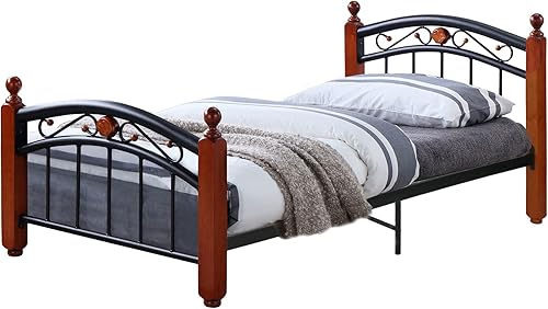 Miniatura 9 de Better Home Products Marco de cama de metal Lexus con cabecero y estribo en color cereza