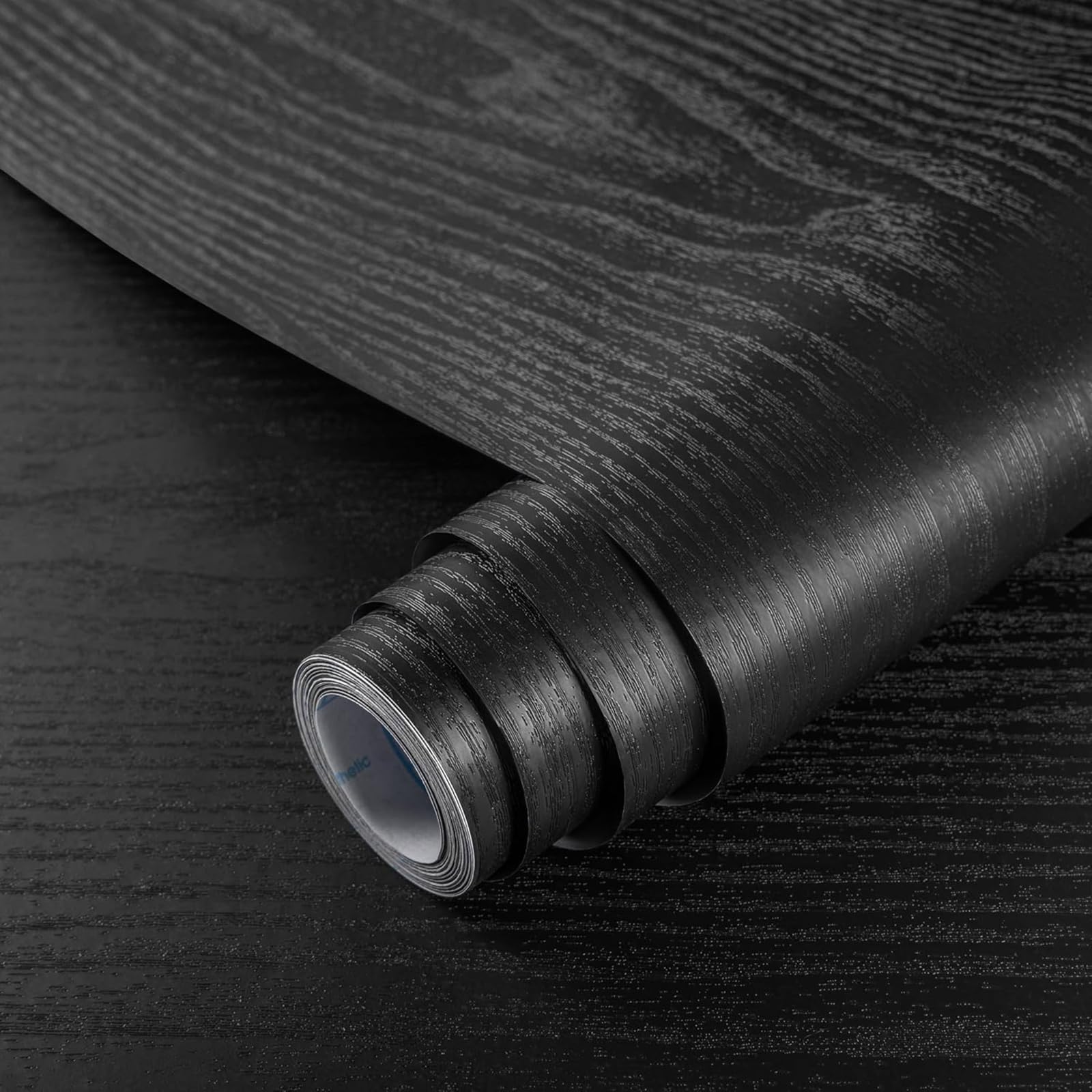 Hode Black Wood Vinyl Wrap 30X200cm, Black Wood Sticky Back Plastic Roll, Self Adhesive Wallpaper Furniture Stickers for Worktop Kitchen Shelf Cupboard (Matt)Global Recycled StandardGlobal Recycled StandardClimatePartner certifiedGlobal Recycled Standard