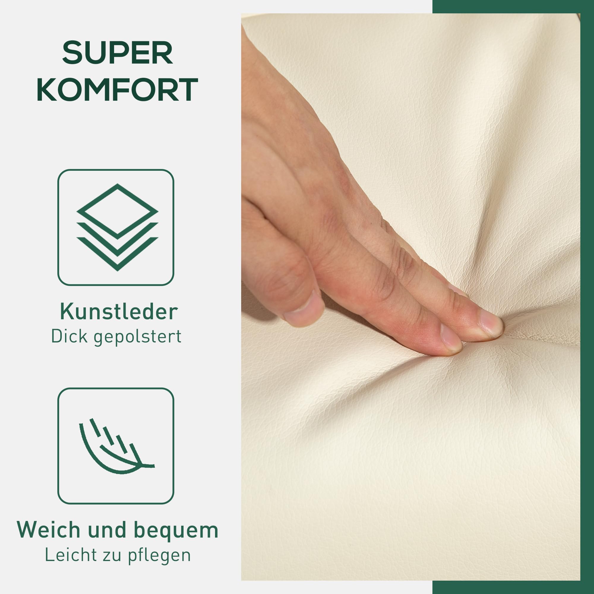 HOMCOM Relaxsessel mit Hocker, 360°drehbarer Fernsehsessel mit Liegefunktion Lesesessel für Schlafzimmer, Wohnzimmer, Kunstleder, Cremeweiß